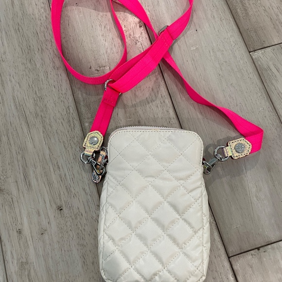 MZ Wallace White Quilted Micro Crossbody Bag MISSING CHAIN - Picture 2 of 3